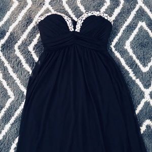 Long black dress with diamonds & rhinestones